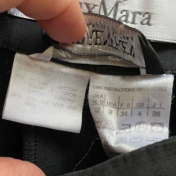 MAXMARA Silk Cotton Clean Front Slim Pants Trousers Black 2 - Picture 8 of 8